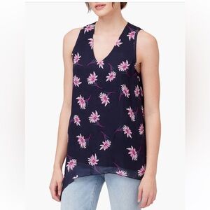 Karen Kane Floral Handkerchief Hem Sleeveless Blouse